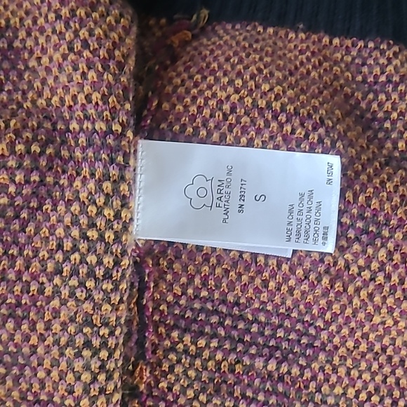 FARM Rio Flowerdoscopic Floral Knit Cardigan Navy Purple Yellow Long Sleeve S - Picture 5 of 8